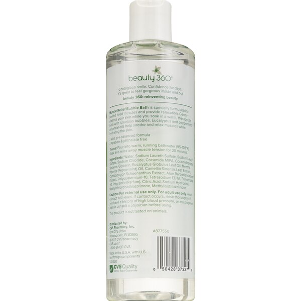 Beauty 360 Muscle Relief Bubble Bath, 12 OZ