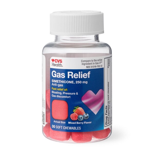 CVS Health Maximum Strength Gas Relief Soft Chewables, Mixed Berry,  20 CT