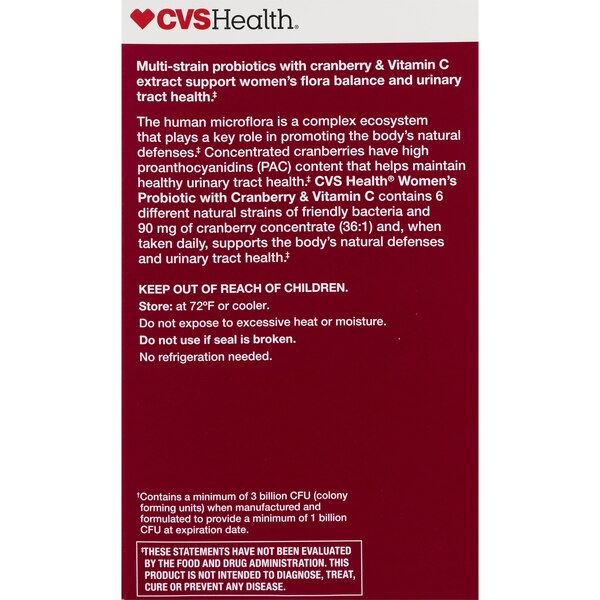 CVS Health Women's Probiotic With Cranberry & Vitamin C Capsules, 30 CT
