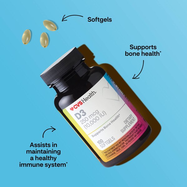 CVS Health 250 MCG Vitamin D3 Softgels, 100 CT