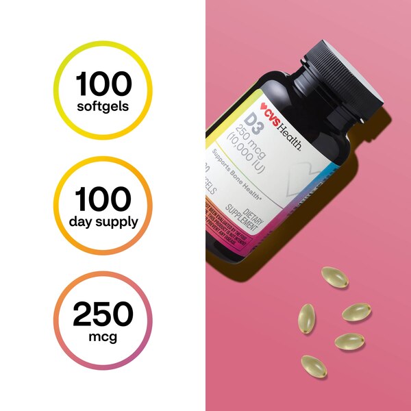 CVS Health 250 MCG Vitamin D3 Softgels, 100 CT