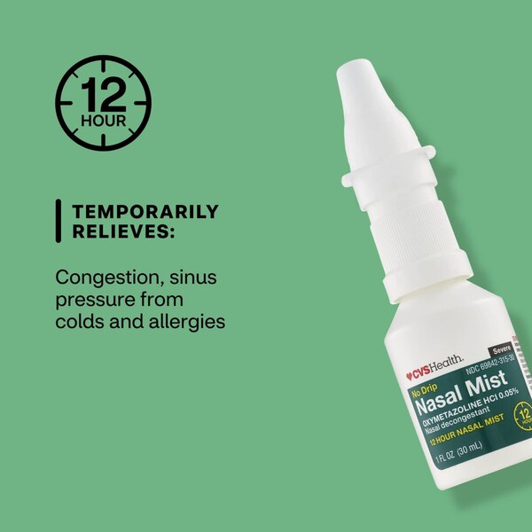CVS Health 12HR No Drip Nasal Mist Oxymetazoline HCl 0.05%, 1 OZ