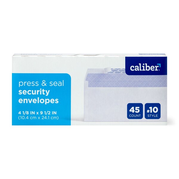 Caliber - Sobres de seguridad 4 1/2 X 9 1/2"