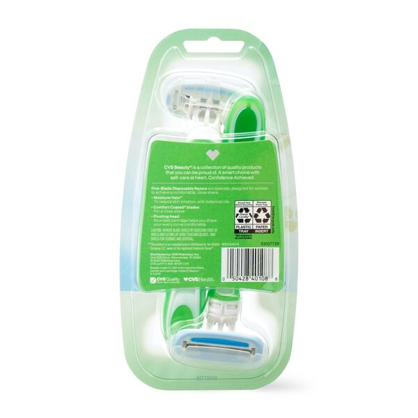 CVS Beauty 5-Blade Disposable Razors, 2 CT
