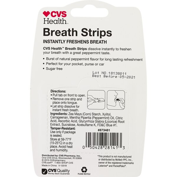 CVS Health Sugar Free Breath Strips, Peppermint