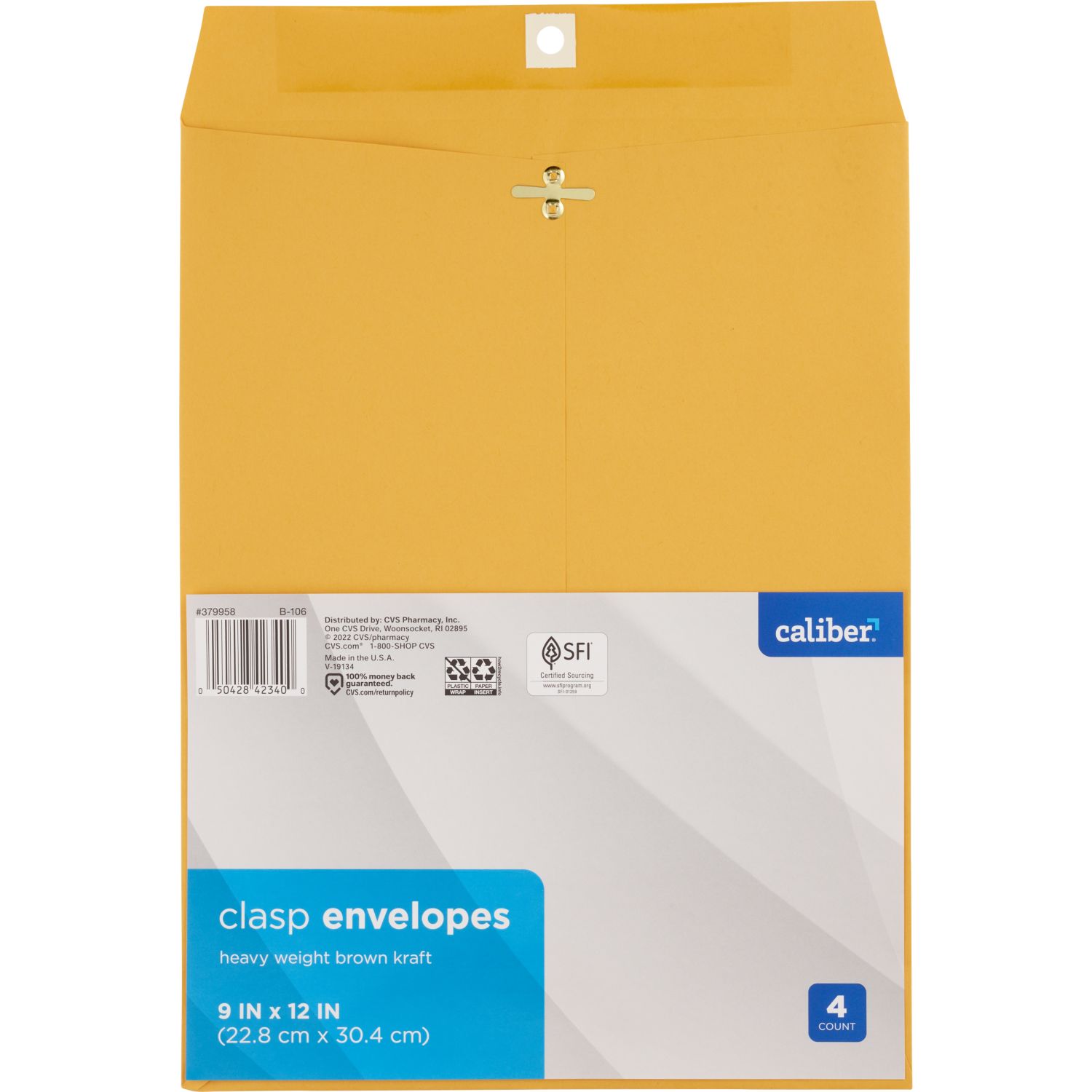 Caliber Clasp Envelopes, 9 in. x 12 in., 4 CT