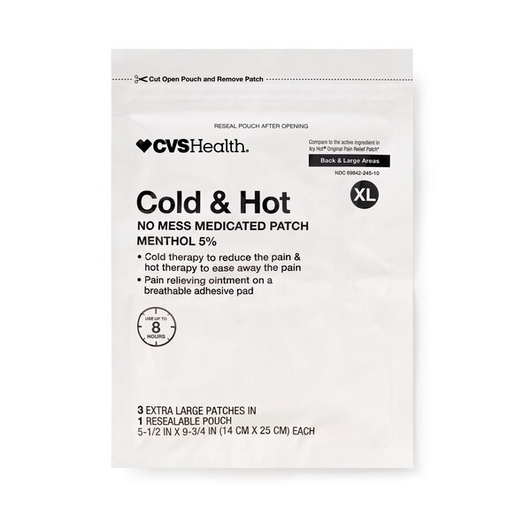 CVS Health Extra Strength Cold & Hot Medicated Patches, X-Large, 3 CT