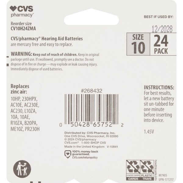 CVS Hearing Aid Batteries Size 10, 8 ct