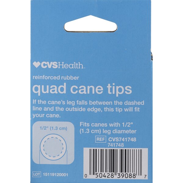 CVS Health Small Base Quad Cane Tips, 1/2"