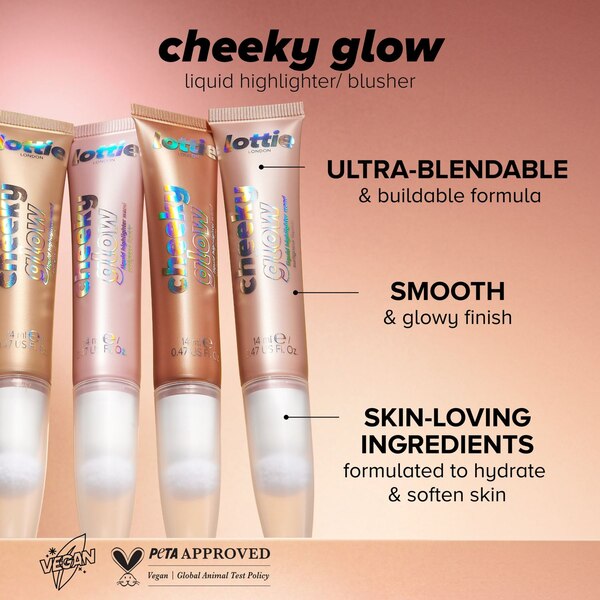 Lottie London Cheeky Glow Liquid Highlighter, Rose Bubbles