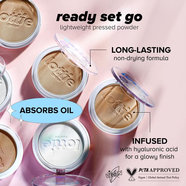 Lottie London Ready Set! Go Pressed Powder, True Translucent