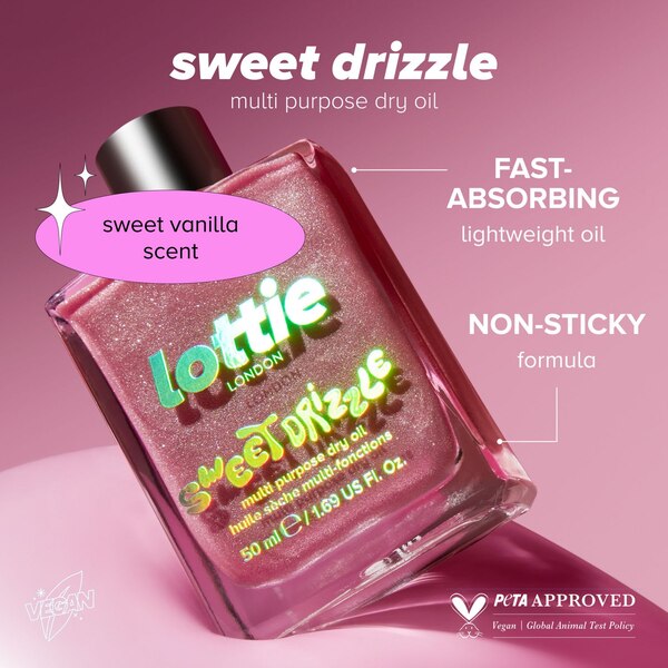 Lottie London Body Oil, Pink Shimmer