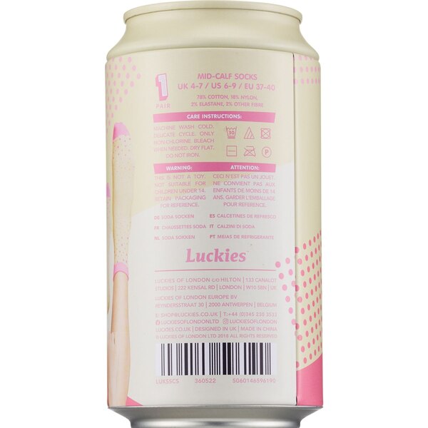 Luckies of London Soda Socks, Assorted Colors, 1 ct