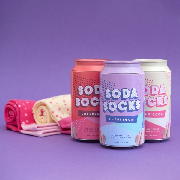 Luckies of London Soda Socks, Assorted Colors, 1 ct