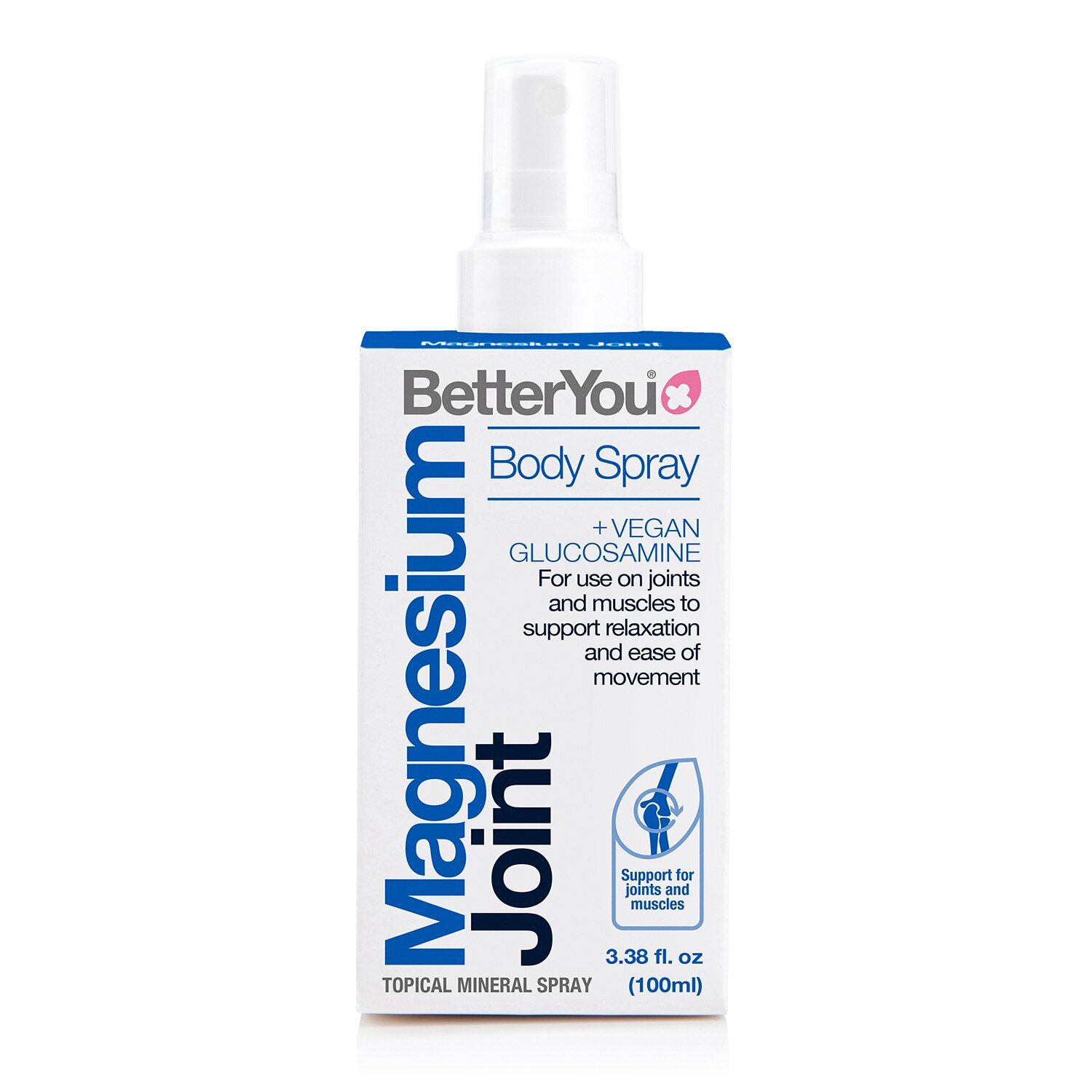 BetterYou Magnesium Joint Body Spray + Vegan Glucosamine, 3.38 OZ