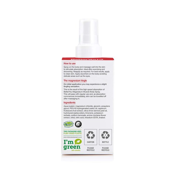 BetterYou Magnesium Muscle Body Spray, 3.38 OZ