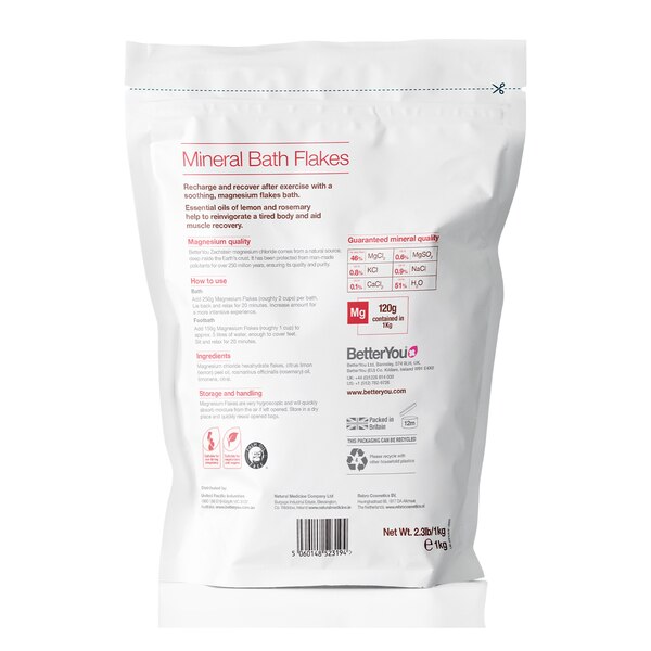 BetterYou Magnesium Muscle Mineral Bath Flakes, 35.27 OZ
