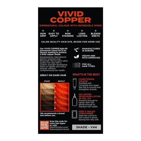 Bleach London Permanent Hair Color, Vivid Copper