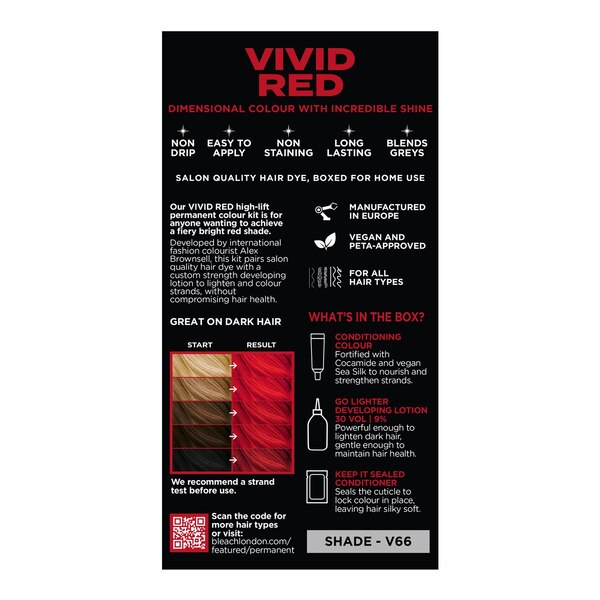 Bleach London Permanent Hair Color, Vivid Red