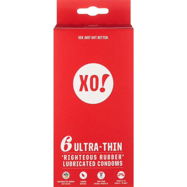XO! Ultra-Thin Fairly Traded Rubber Condoms, 6 CT