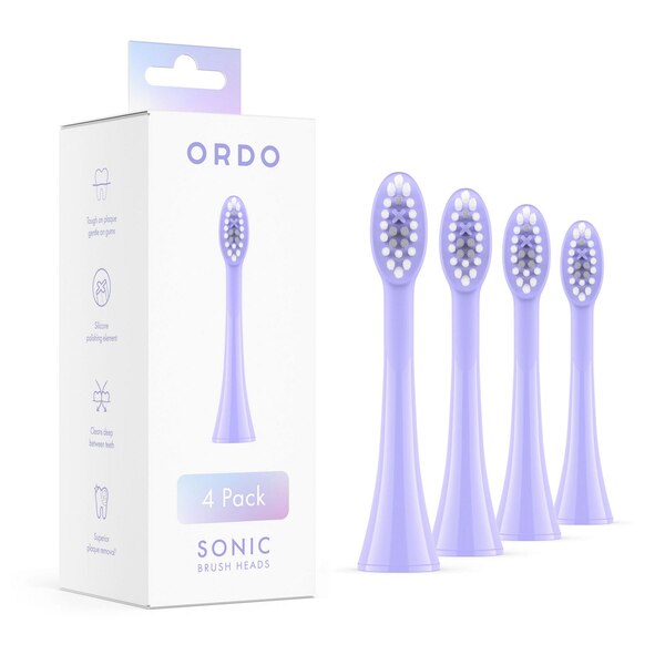 Ordo Sonic Replacement Brush Heads, Pearl Violet, 4 CT