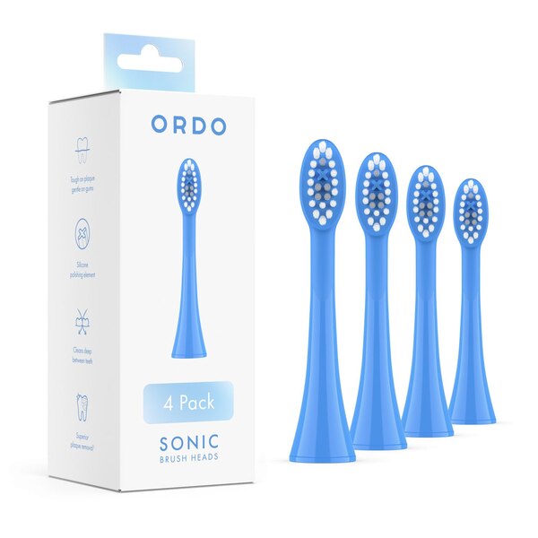 Ordo Sonic Replacement Brush Heads, Arctic Blue, 4 CT