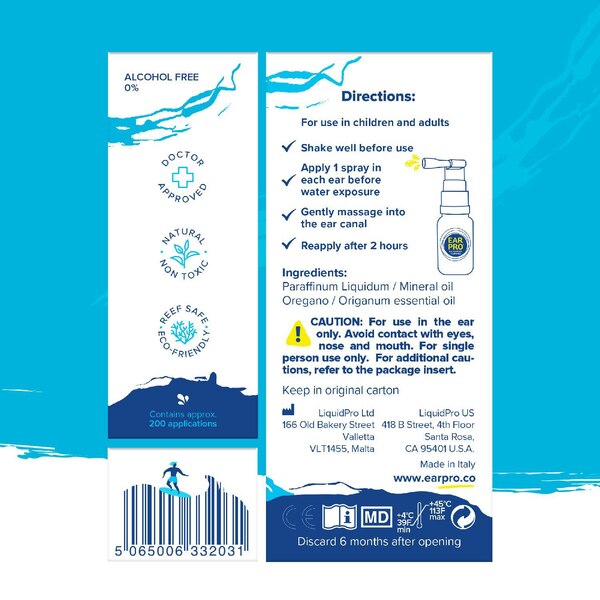 Ear Pro Waterproofing Ear Spray, 0.68 OZ