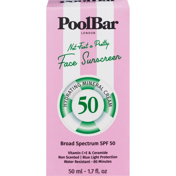 PoolBar Not Just A Pretty Face Hydrating Mineral Cream Sunscreen, SPF 50
