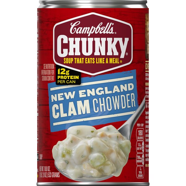Campbell's Chunky Soup, New England Clam Chowder, Can, 18.8 oz