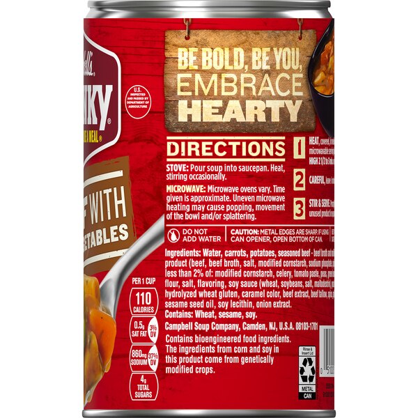 Campbell's Chunky Soup, Beef Soup with Country Vegetables, Can, 18.8 oz