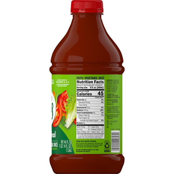 V8 Original 100% Vegetable Juice, 46 fl oz