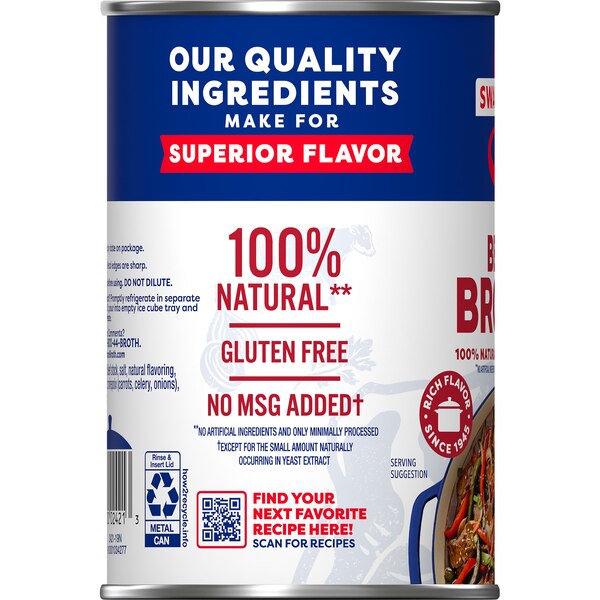 Swanson 100% Natural Beef Broth, Can, 14.5 oz