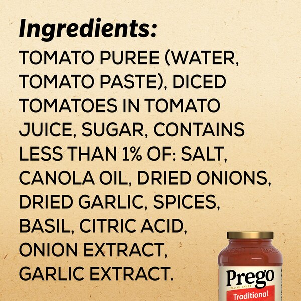 Prego Traditional Pasta Sauce, Jar, 24 oz