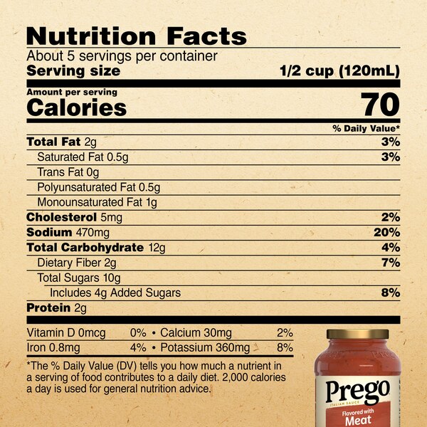Prego Italian Tomato Pasta Sauce Flavored With Meat, Jar, 24 oz