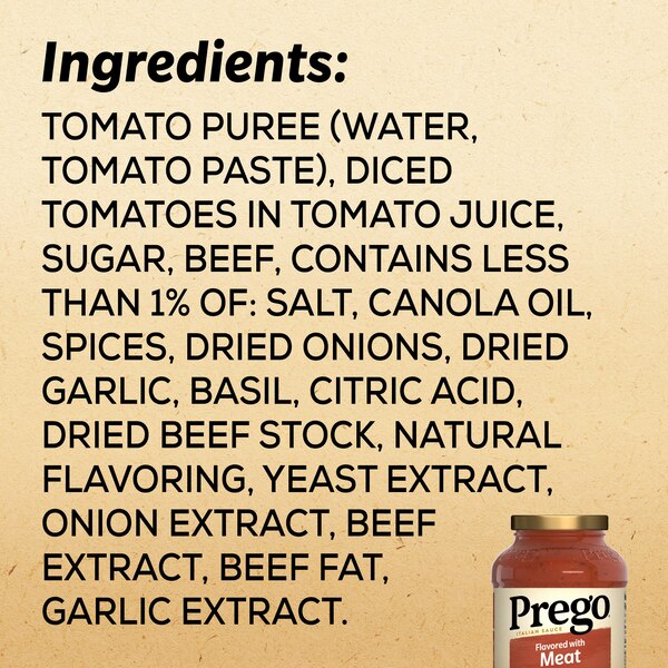 Prego Italian Tomato Pasta Sauce Flavored With Meat, Jar, 24 oz
