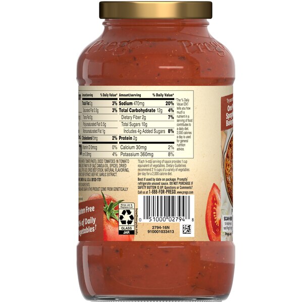 Prego Italian Tomato Pasta Sauce Flavored With Meat, Jar, 24 oz