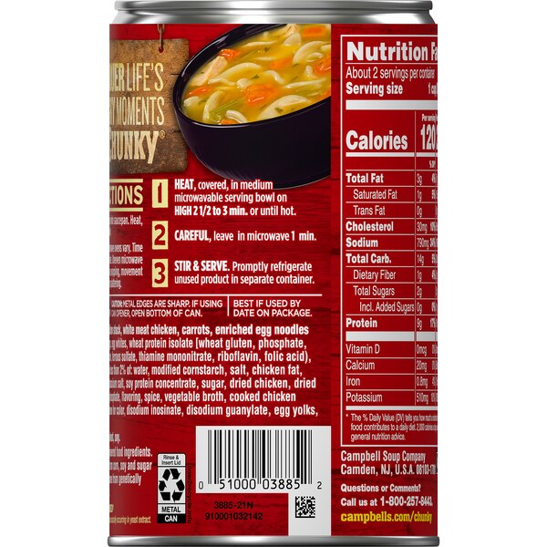 Campbell's Chunky Soup, Classic Chicken Noodle Soup, Can, 18.6 oz