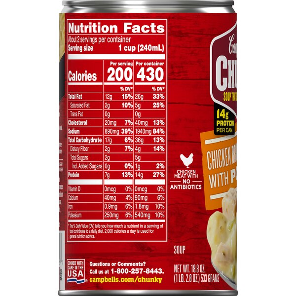 Campbell's Chunky Soup, Chicken Broccoli Cheese, Can, 18.8 oz