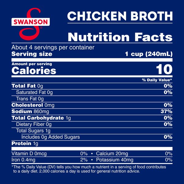 Swanson 100% Natural Chicken Broth, Carton, 32 oz
