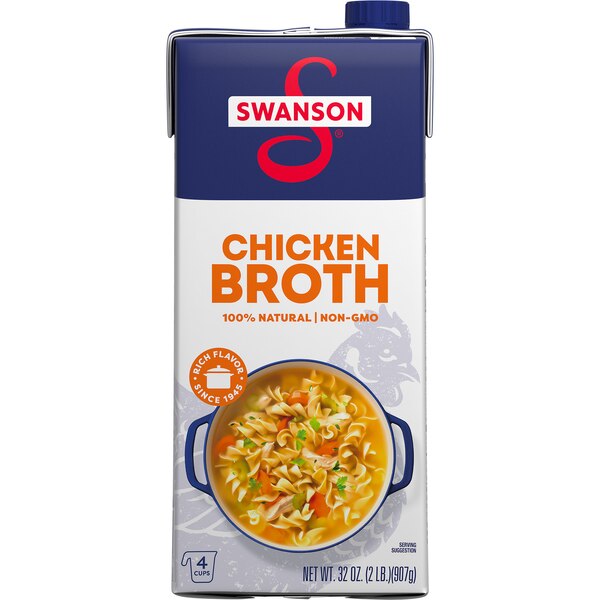 Swanson 100% Natural Chicken Broth, Carton, 32 oz