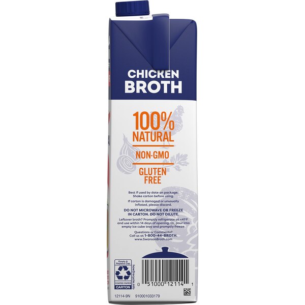 Swanson 100% Natural Chicken Broth, Carton, 32 oz