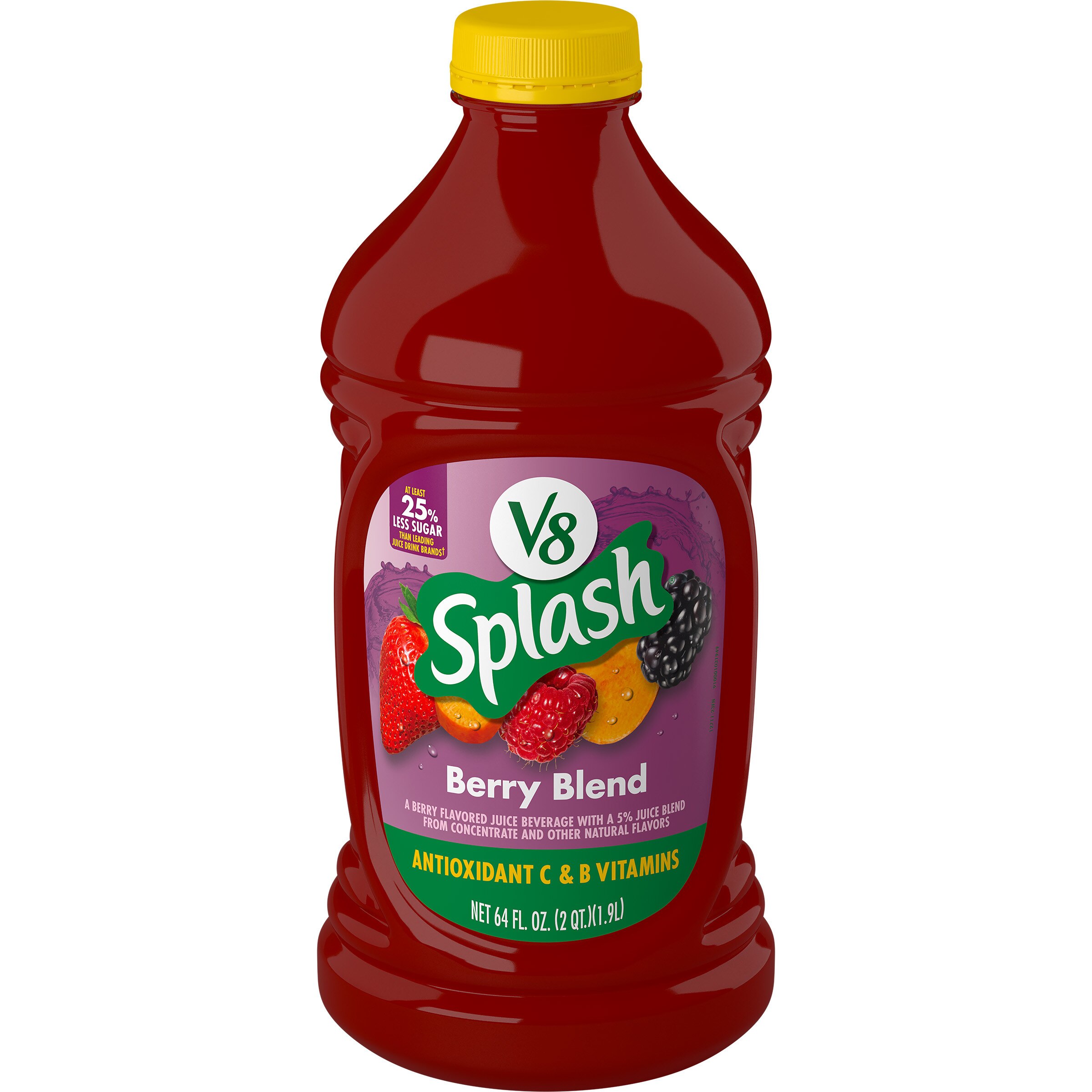 V8 Splash Berry Blend Flavored Juice Beverage, 64 FL OZ Bottle