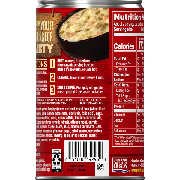 Campbell's Chunky Soup, Creamy Chicken and Dumplings Soup, Can, 18.8 oz