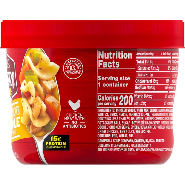 Campbell's Chunky Soup, Classic Chicken Noodle, Microwavable Bowl, 15.25 oz