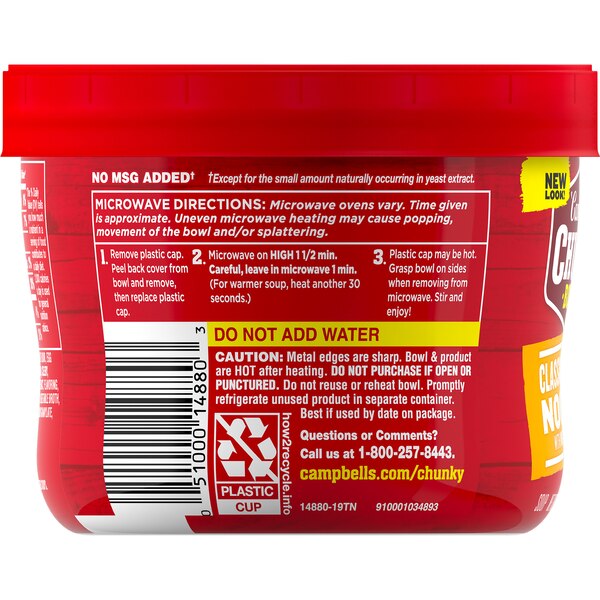 Campbell's Chunky Soup, Classic Chicken Noodle, Microwavable Bowl, 15.25 oz