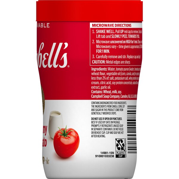 Campbell's Sipping Soup, Creamy Tomato, Microwavable Cup, 11.1 oz