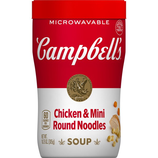 Campbell's Sipping Soup, Chicken & Mini Round Noodle, Microwavable Cup, 10.75 oz