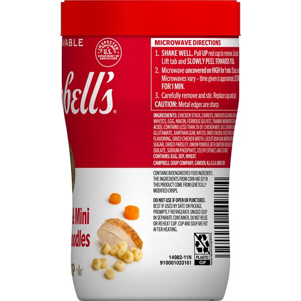 Campbell's Sipping Soup, Chicken & Mini Round Noodle, Microwavable Cup, 10.75 oz