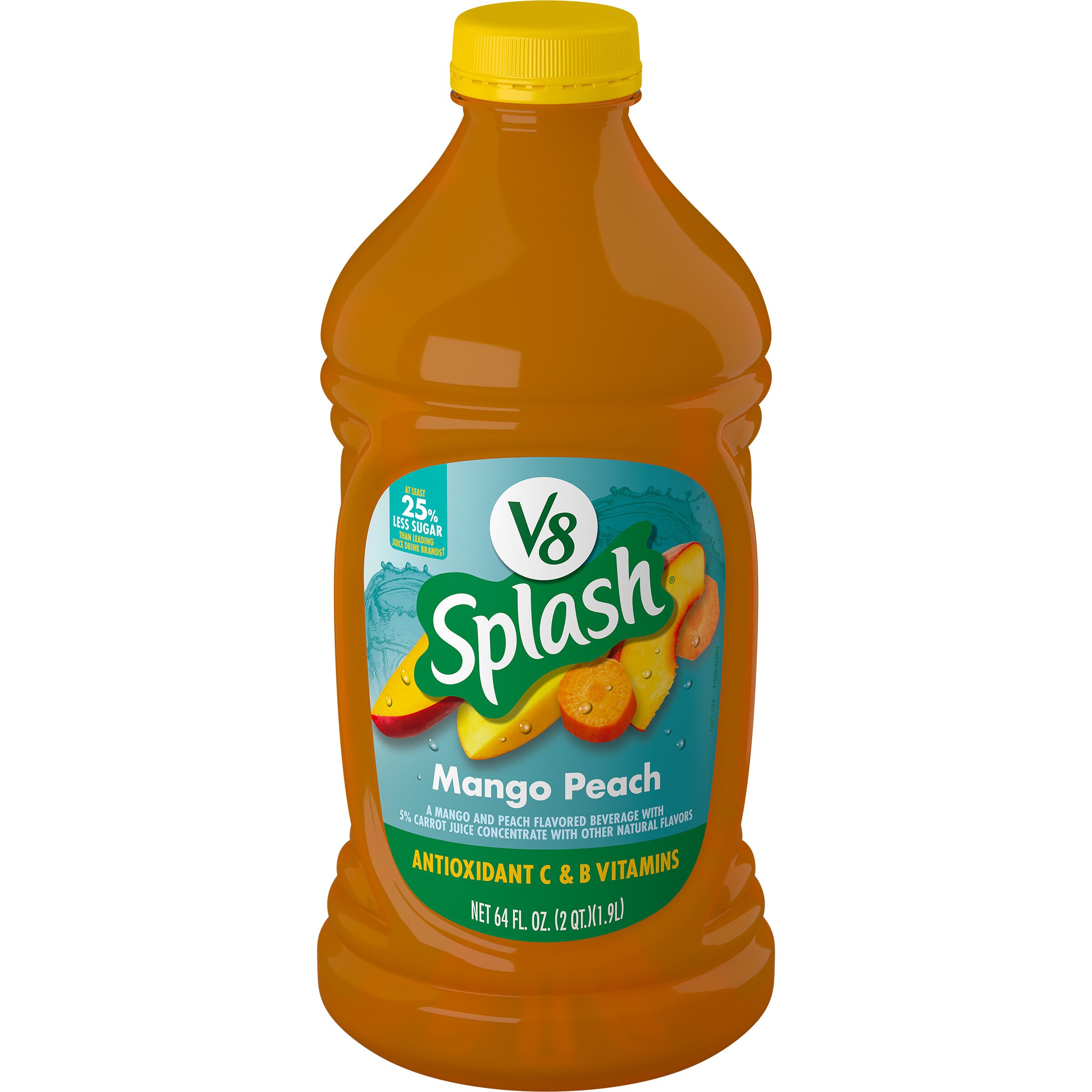 V8 Splash Mango Peach Flavored Juice Beverage, 64 FL OZ Bottle