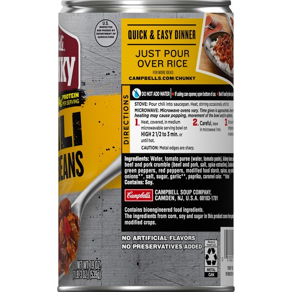Campbell's Chunky Chili with Beans, Can, 19 oz